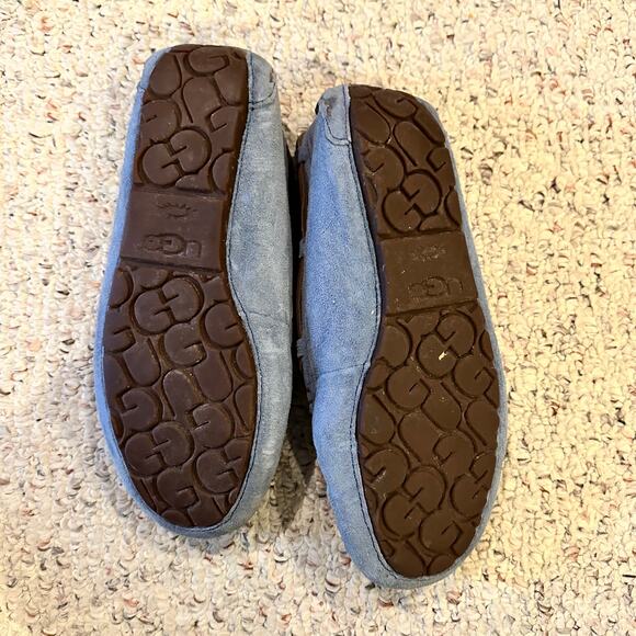 UGG Womens 8 Dakota Suede Sheep wool Moccasins Slippers Sheepskin Shoes Blue - Picture 7 of 15